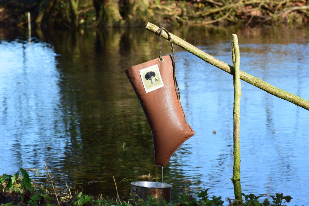 Hanging the Brown bag for filtering