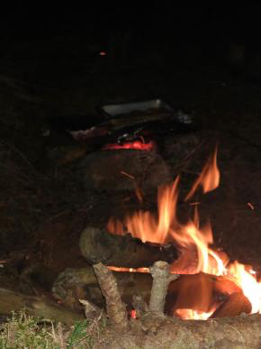The two fires: one for warmth, one for cooking