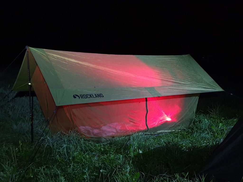 The hammock tent at night