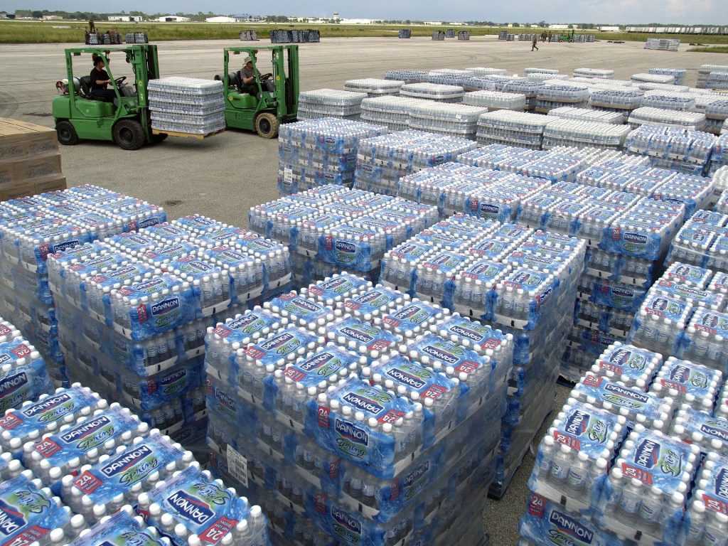 Stockpile of bottled water