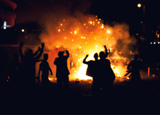 Petrol bombs thrown during riot