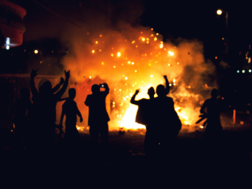 Petrol bombs thrown during riot