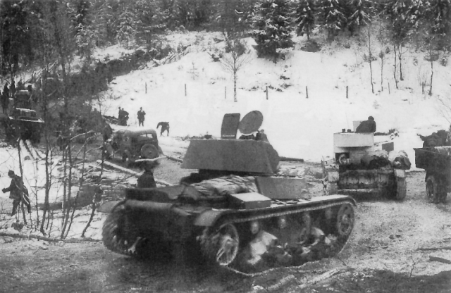 Soviet tanks invading Finland