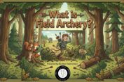 Cartoon archer looking perplexed in the woods.