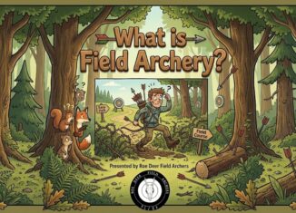 What is Field Archery? Cartoon archer looking perplexed in the woods.